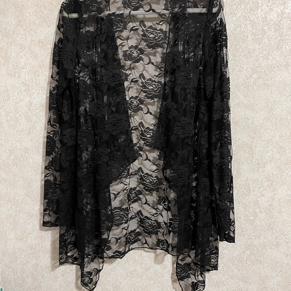 Sheer stretch lace open front cardigan. - Picture 5 of 5